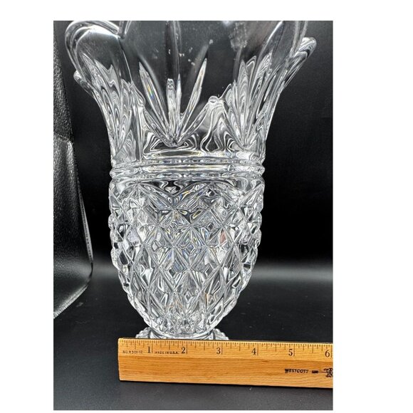 Marquis By Waterford Lead Crystal Pineapple Vase Scalloped Rim Diamond-Cut Vtg - Picture 11 of 11
